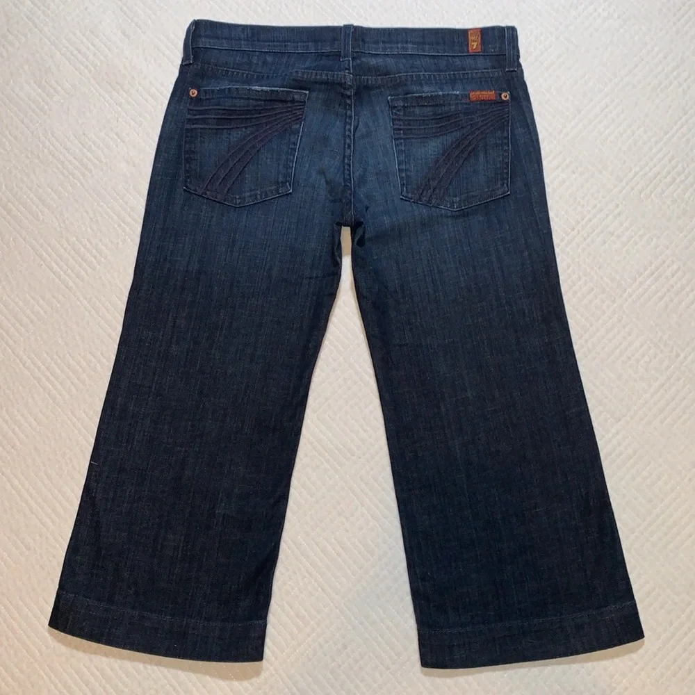 7 for All Mankind 7FAM Dojo Crop Jeans, Dark Wash Denim, Wide Leg, Size 29 - Picture 2 of 16